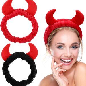 Red Devil Horns Makeup Spa Headband